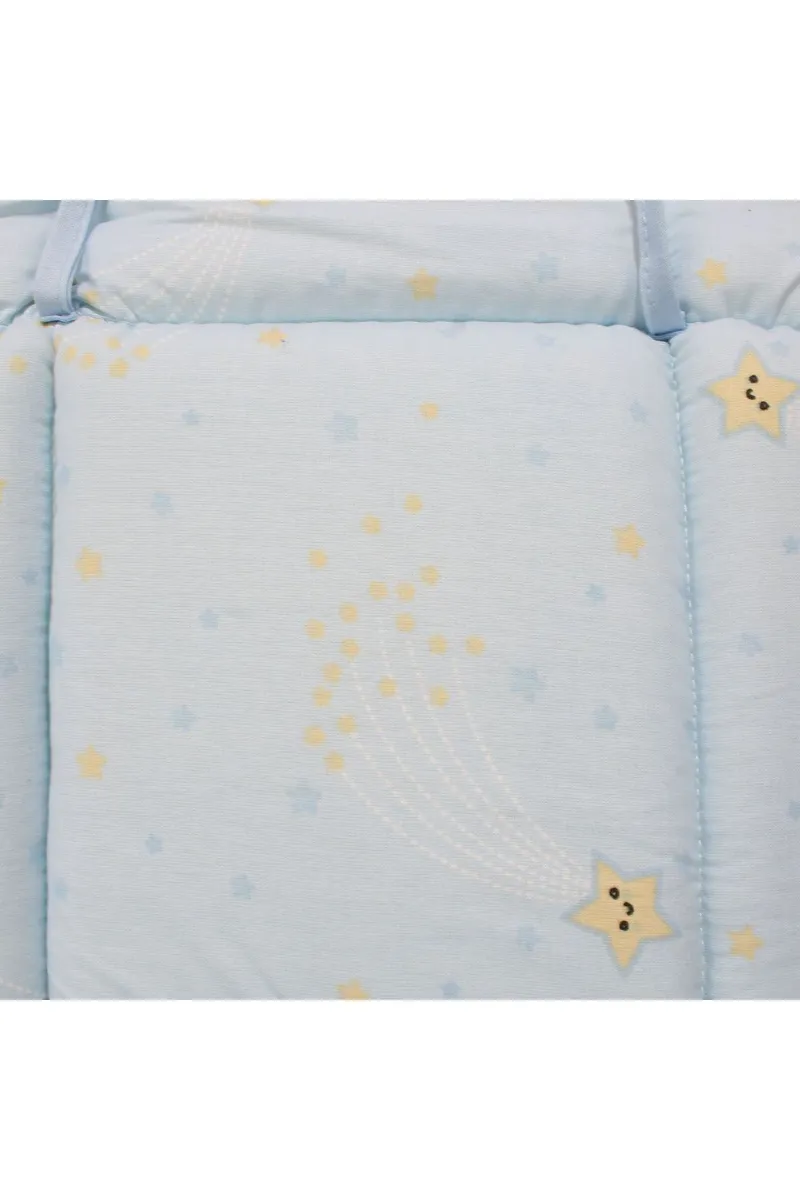 Unisex Mavi Sarı Yıldız Desenli Mama Sandalyesi Minderi