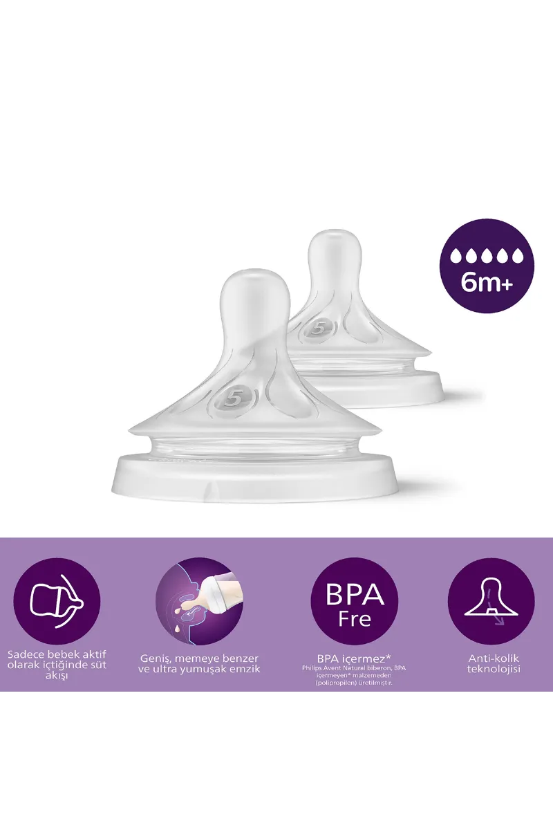 Philips Avent Doğal Tepkili Natural Response 2'Li Biberon Emziği No:5 6+ Ay