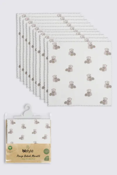 Bistyle Bear 20x20 10'Lu Penye Mendil 90162 Ekru