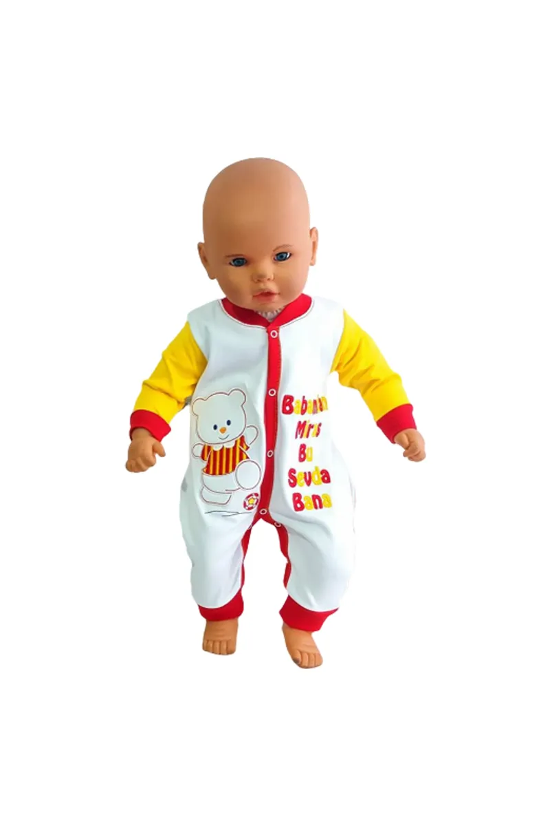Sarı Kırmızı Taraftar Bebek Tulumu Babamdan Miras Bu Sevda Yazılı