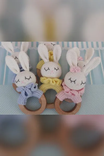 Ahşap Oyuncaklı Orgülü Diş Amigurumi Kaşıyıcı