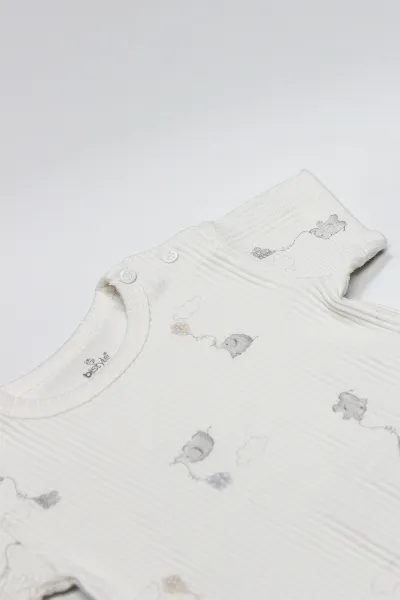 Bistyle Flying Elephant Yarım Kol 2'Li Body 17116 Ekru Gri