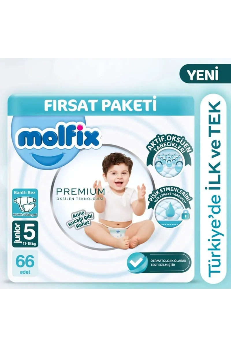 Molfix Premium Bebek Bezi Ultra Fırsat Paketi 5 Beden 11-18 Kg 66 Adet