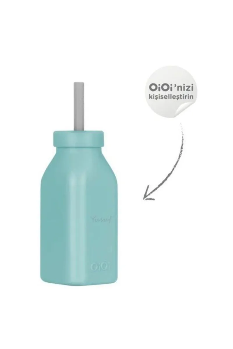 OiOi Şişe + Pipet 200 ml Aqua Green / Powder Grey