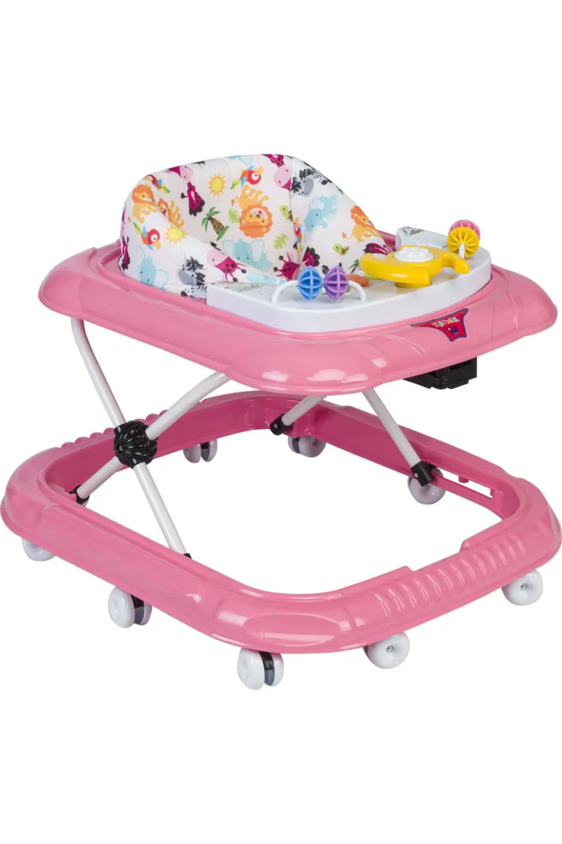 Unisex Hayvan Desenli Pembe Desenli Piyona Tuşlu Melodili Yürüteç