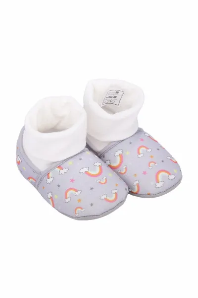 Unisex Gri Gökkuşağı Desenli Panduf