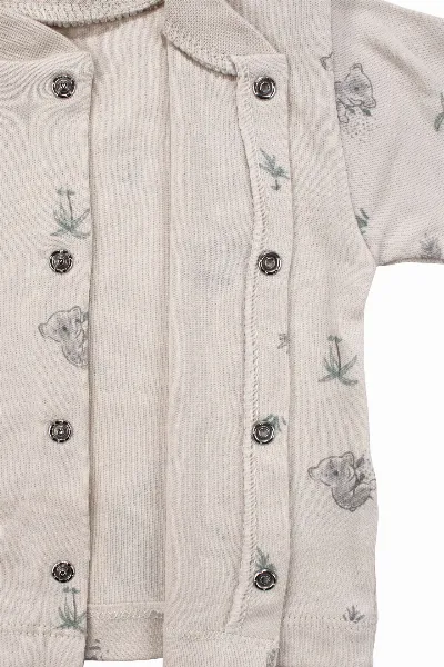 Unisex Bej Koala Desenli Organik Üçlü Pijama Takımı