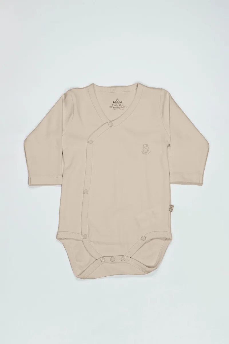 Bistyle Organik Natural Basic Style Kruvaze Uzun Kol Body BS17102 Bej