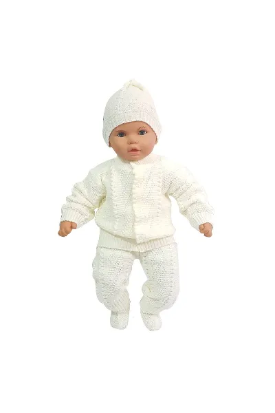 Krem 4 Parça Triko Bebek Takımı