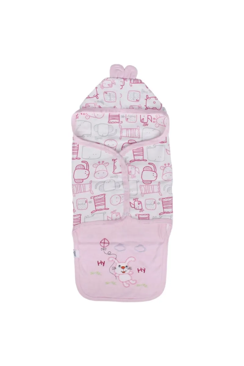 Unisex Pembe Renkli Hayvan Desenli Kundak Battaniye