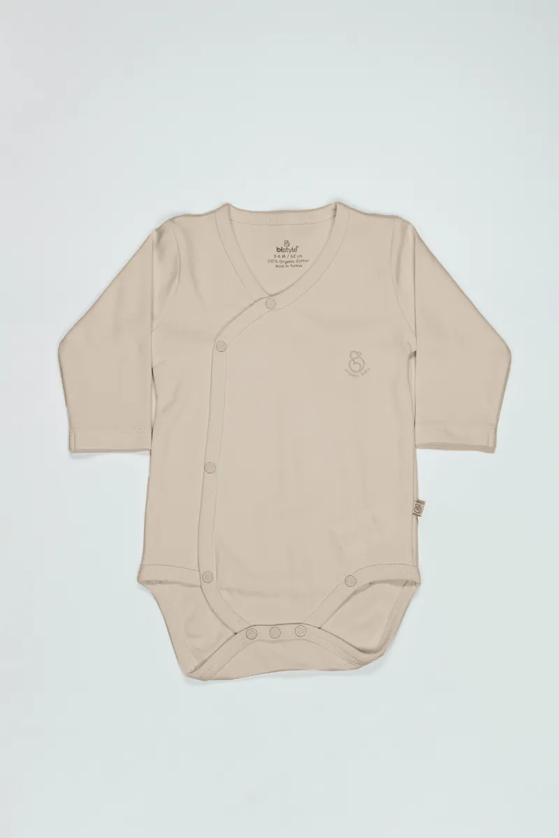 Bistyle Organik Natural Basic Style Kruvaze Uzun Kol Body BS17102 Bej