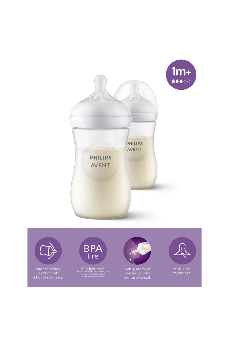 Philips Avent Doğal Tepkili Natural Response PP 2'Li Biberon Seti 260 ml 1+ Ay