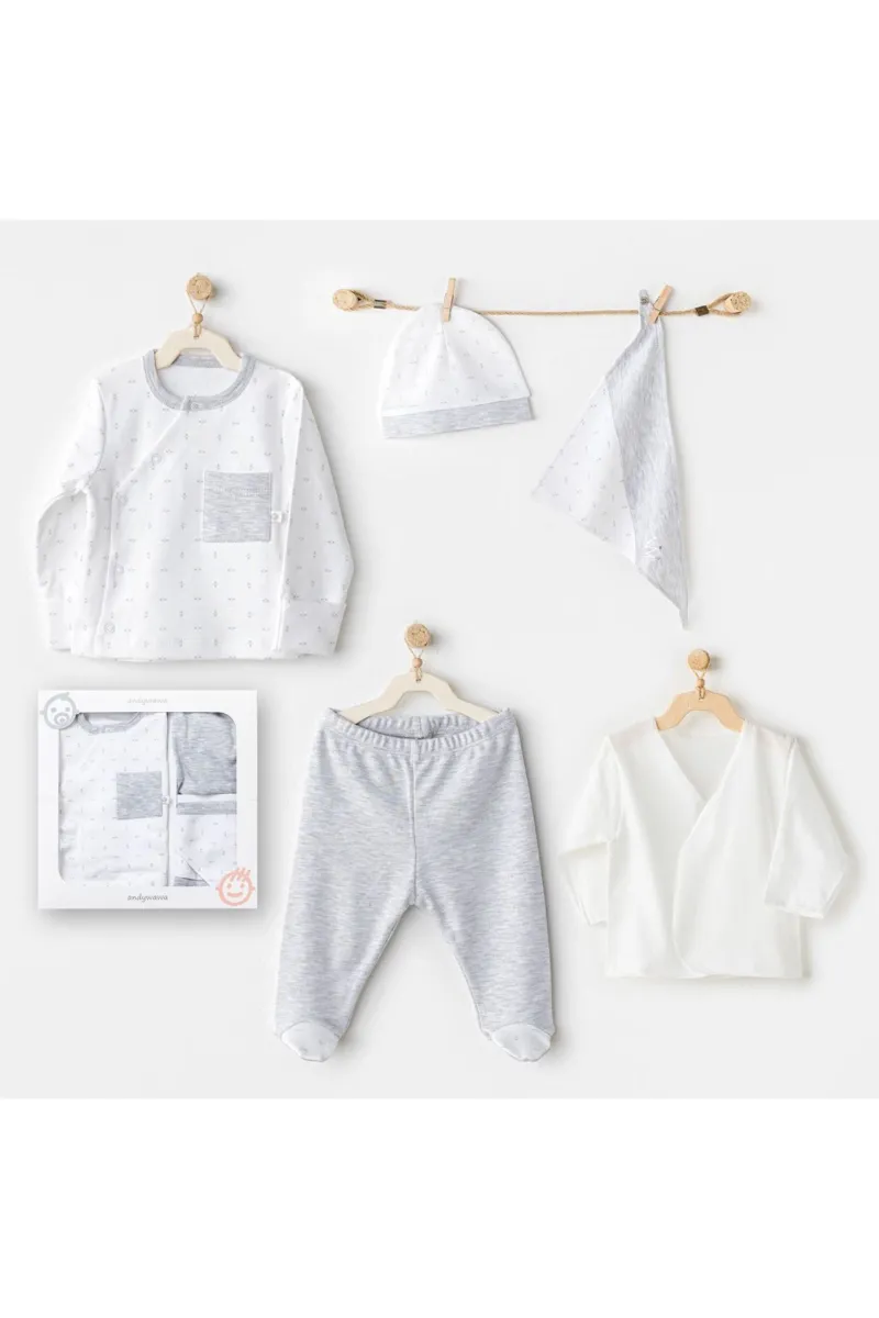 Andywawa AC24720 Newborn Wawa Boys 5'Li Hastane Çıkış Seti White