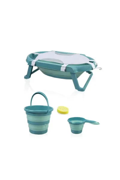 BabyJem Katlanır Banyo 5'Li Küvet Seti 596 Turkuaz