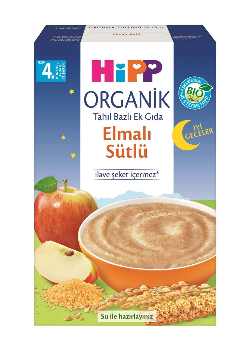 Hipp Organik İyi Geceler Elmalı Sütlü Tahıl Bazlı Ek Gıda 250 Gr