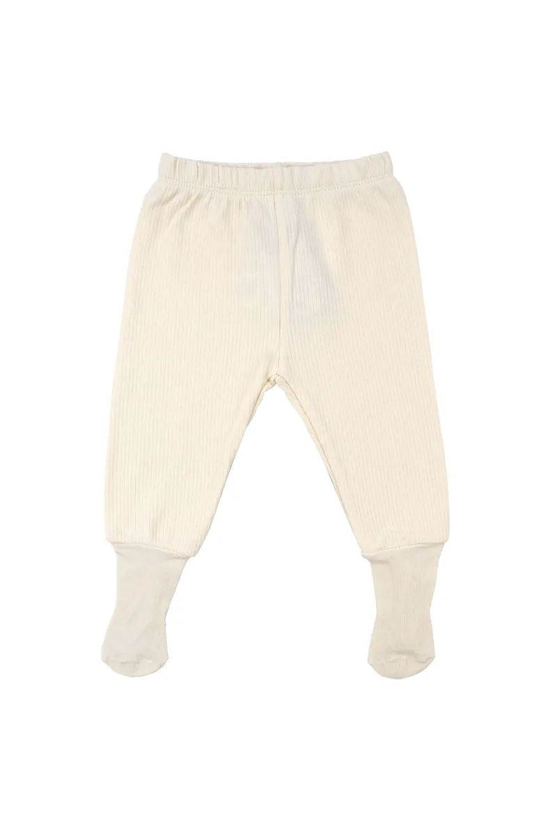 Unisex Ekru Fitilli Çoraplı Tek Alt Pantolon