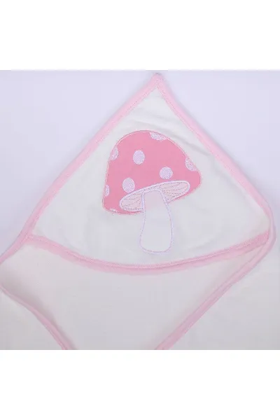 Kız Bebek Pembe Mantar Desenli Havlu Lif Set
