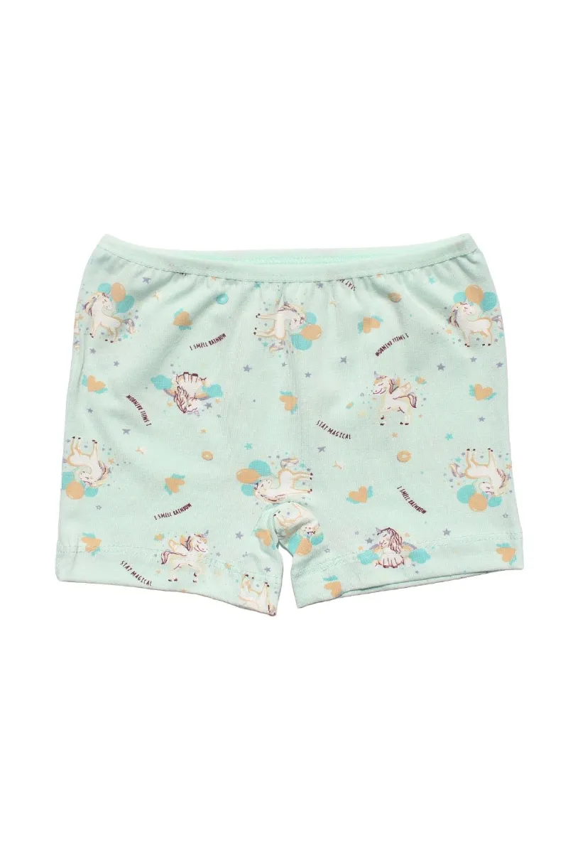Kız Çocuk Su Yeşili Unicorn Desenli Boxer
