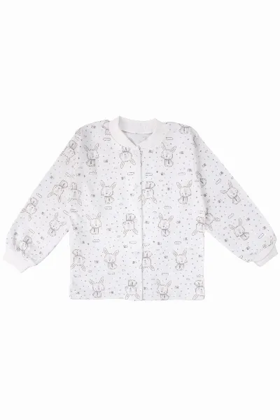 Kız Çocuk Ekru Tavşan Desenli Çıtçıtlı Pijama Takımı