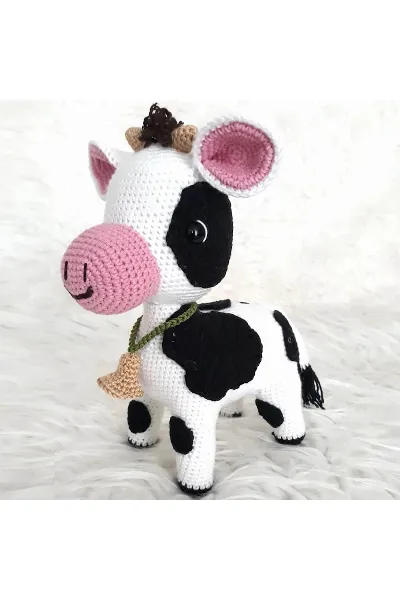 Buzu Sevimli Buzağı Amigurumi Organik Oyuncak