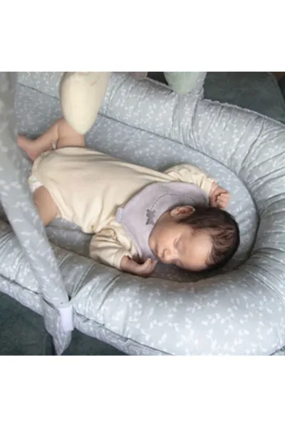 BabyJem Oyuncaklı Anne Baba Yanı Yatağı 489 Yeşil Çiçek