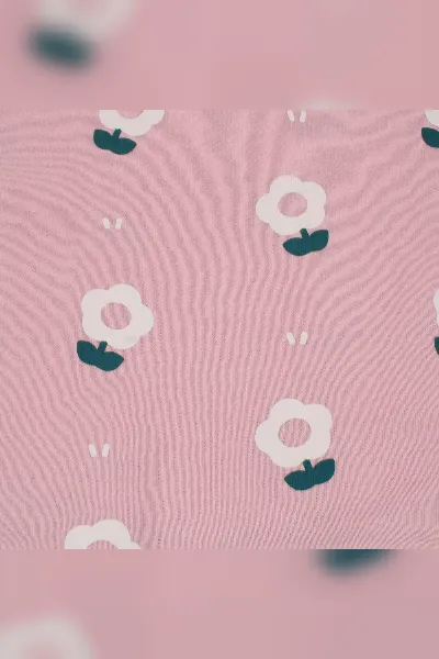 Kız Çocuk Pembe Beyaz Papatya Desenli Keten Bebe Yakalı 2'li Takım