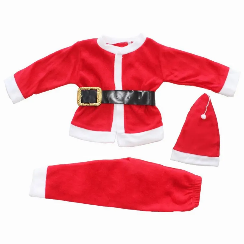Unisex Kırmızı Kemerli Şapkalı Noel Baba Çocuk Takımı