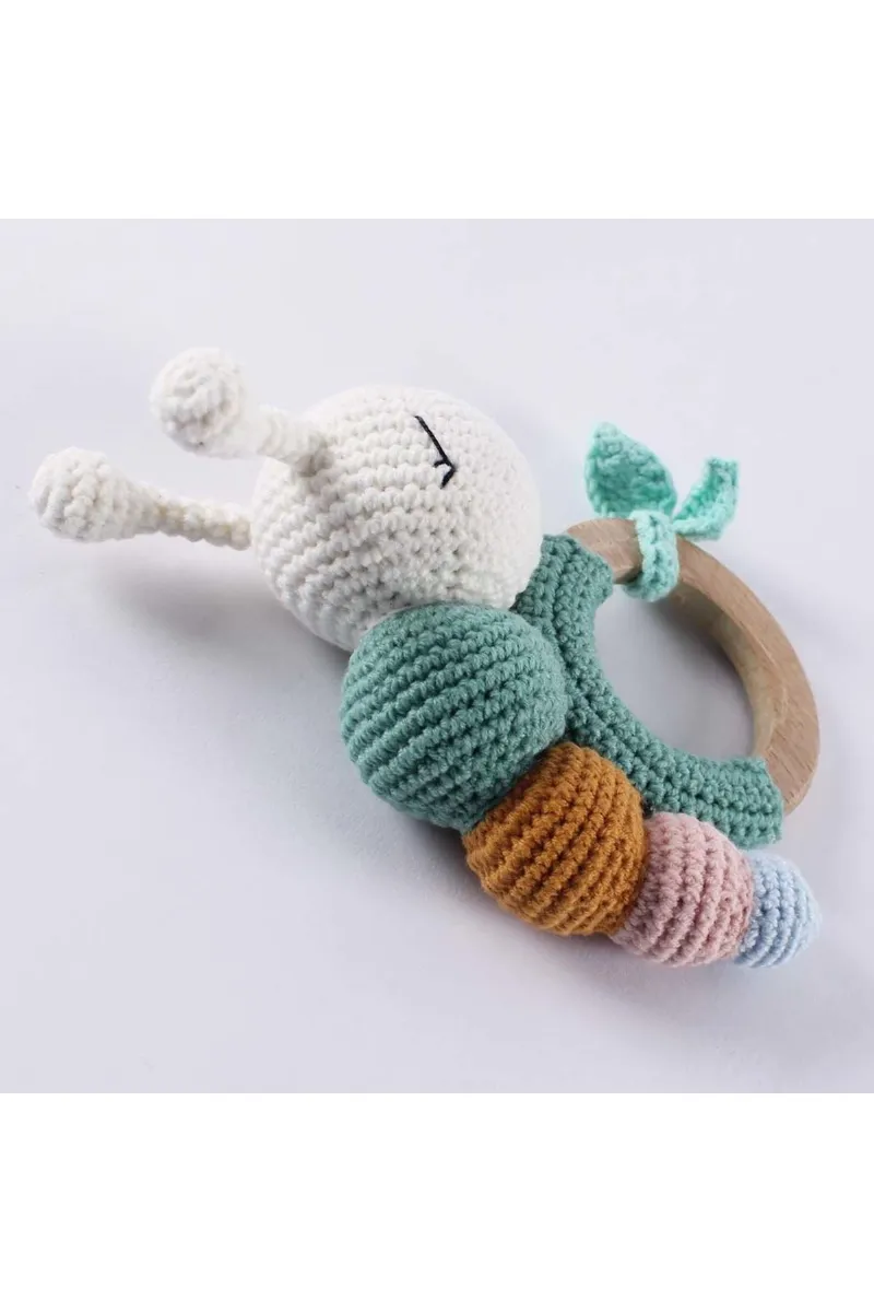 Amigurumi Renkli Tırtıllı Çıngıraklı Diş Kaşıyıcı