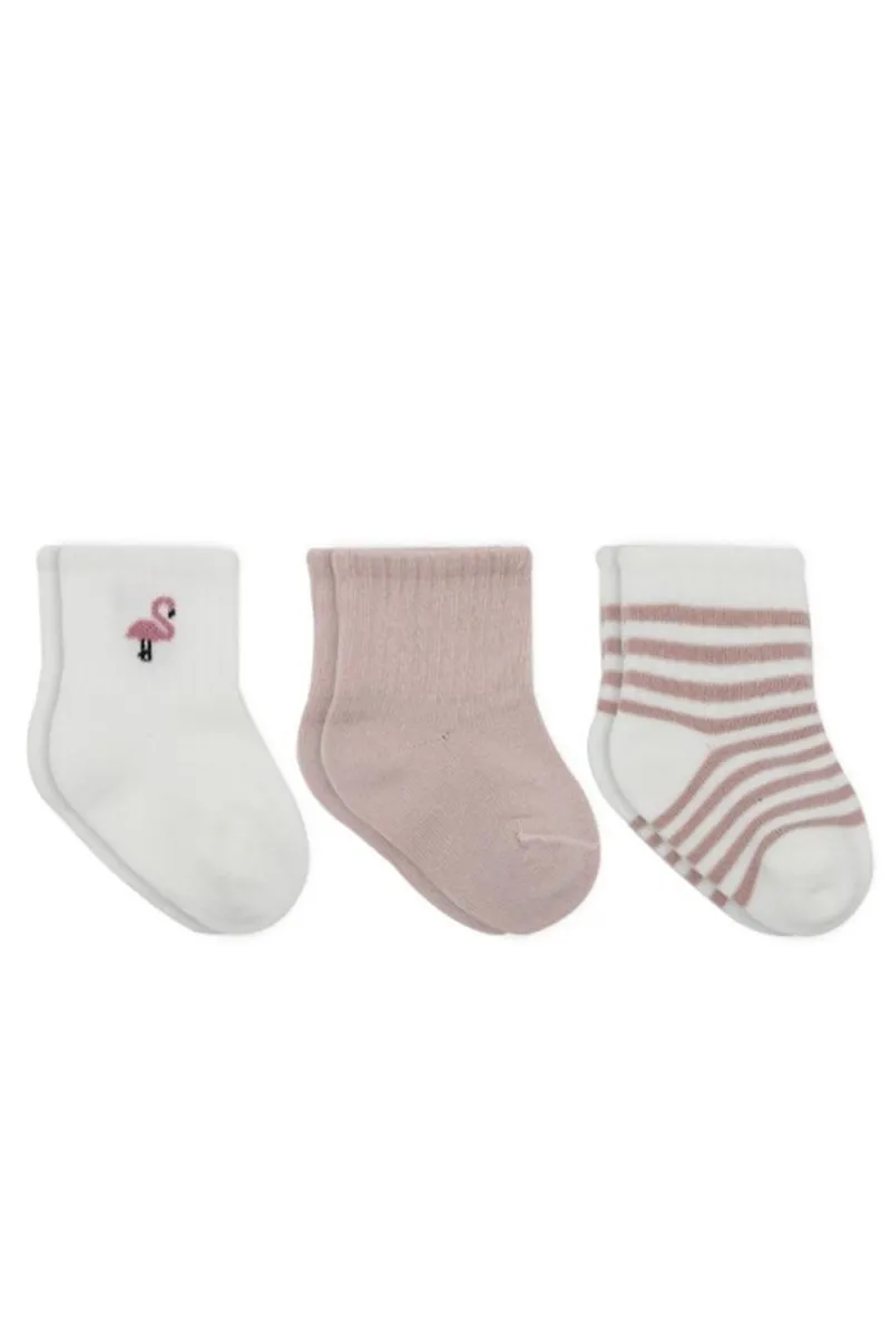 Bistyle Flamingo Girl 3'lü Penye Soket Çorap 10136 Gül Kurusu