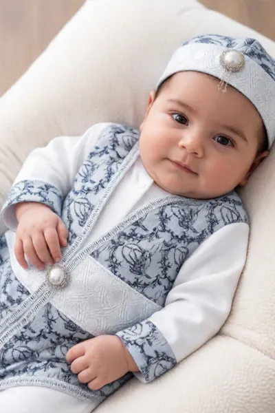 Tuğra Desenli Laci Gümüş Şehzade Erkek Bebek Mevlüt Tulumu