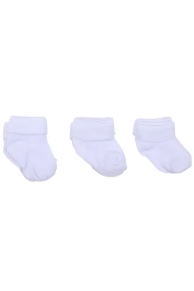 Unisex Beyaz 3'lü Bebek Çorap 0-6 AY