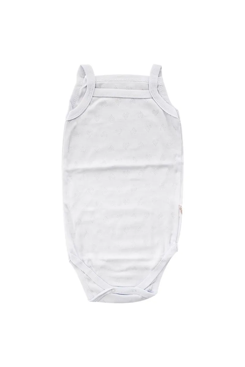 Kız Bebek Kalp Desenli İp Askılı Beyaz Body