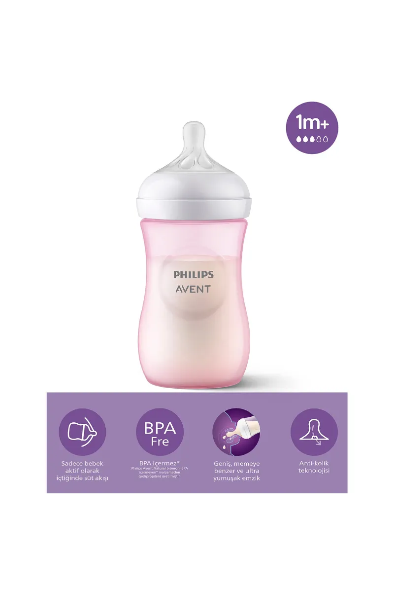 Philips Avent Doğal Tepkili Natural Response PP Biberon 260 ml 1+ Ay Pembe