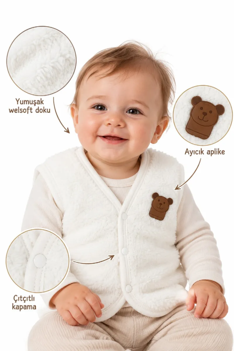 Unisex Beyaz Welsoft Yelek
