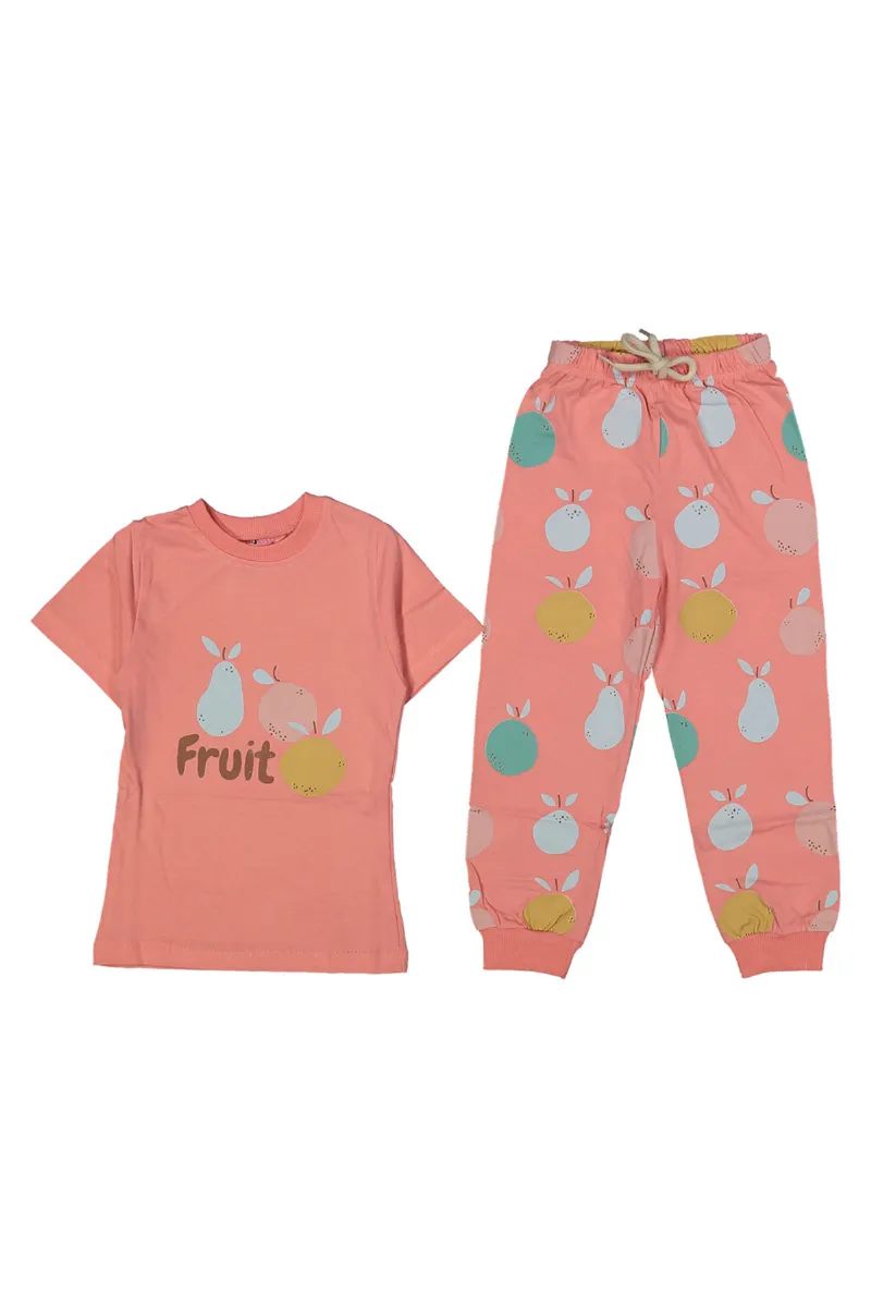 Kız Çocuk Narçiçeği Meyve Baskılı Pijama Takımı