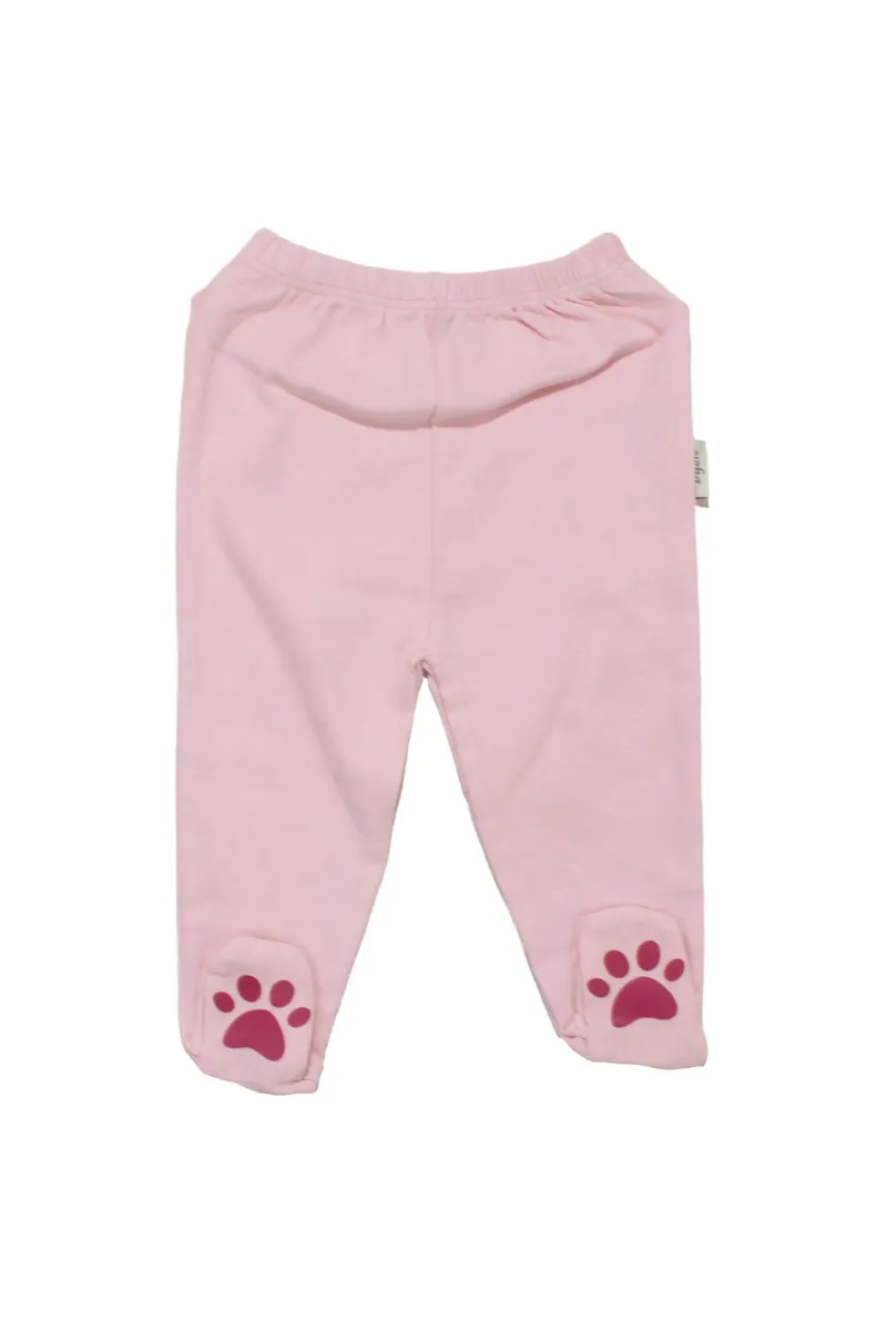 Unisex Pembe Patikli Pati Baskılı Penye Pantolon Tek Alt