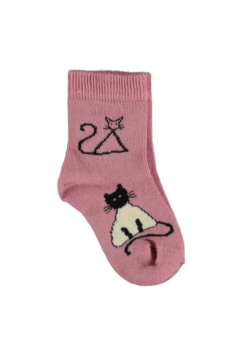 Bibaby Biorganic New Cats Yaş Soket Çorap 68424 Pembe