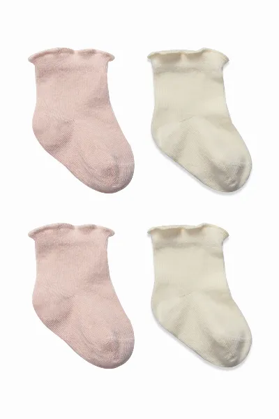 Bistyle 2li̇ Penye Soket Çorap Aksesuarlı Cute Ruffle 10153 Pudra