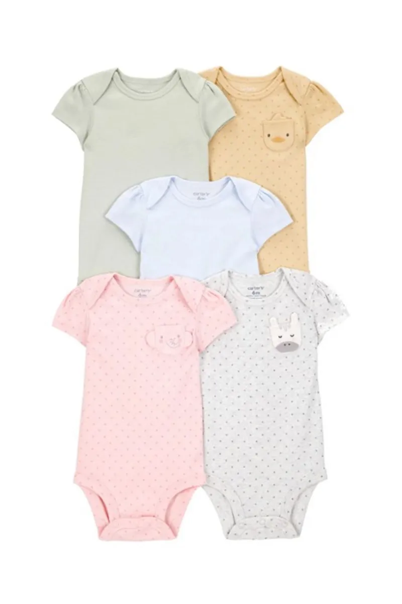 Carters Layette Kız Bebek Kısa Kollu 5li Body 1T010410 Renkli
