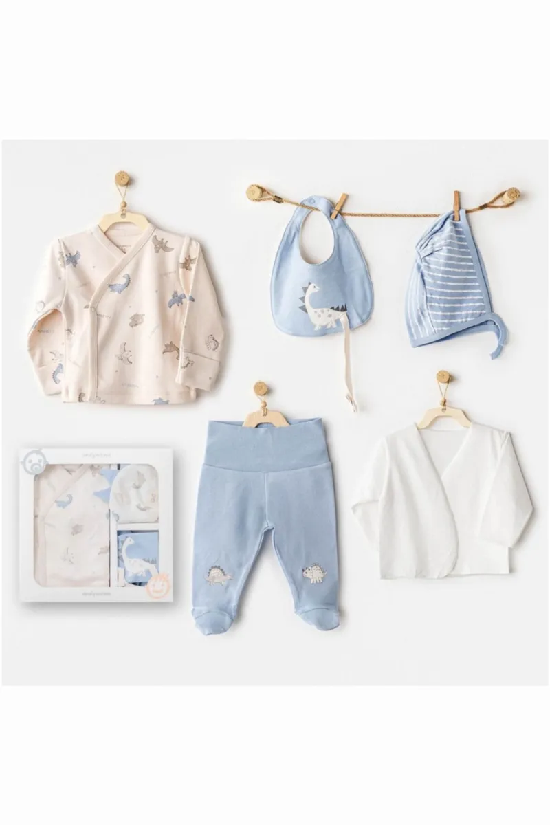 Andywawa AC25910 Newborn Set Dino 5'Li Hastane Çıkışı Beige
