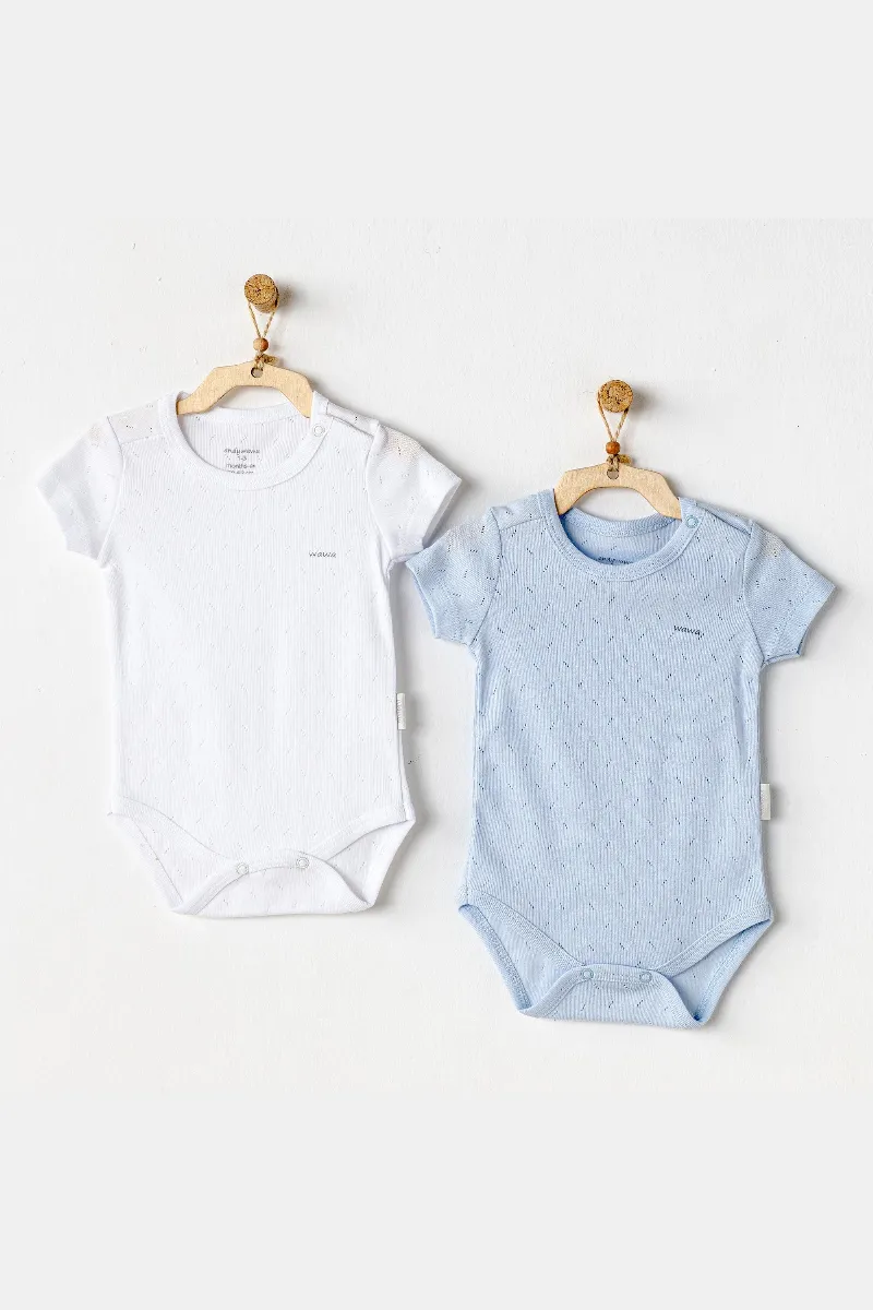Andywawa AC25554 Sleeve Jacquard 2'Li Basic Body Blue White