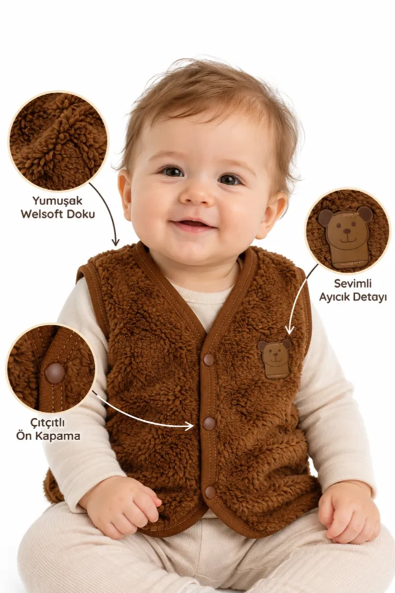 Unisex Kahverengi Welsoft Yelek