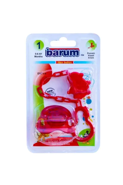 Barum Damaklı Klipsli Kırmızı Askılı Emzik