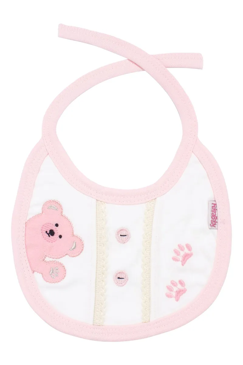 Unisex Pembe Ayı Baskılı Patili Bağlamalı Önlük