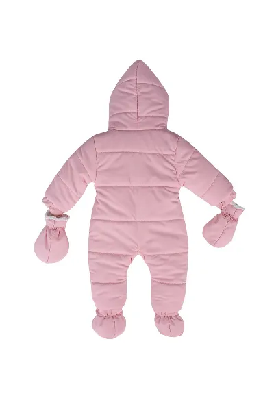 Kız Bebek Pembe İçi Peluş Ayaklı Eldivenli Kozmonot Tulum
