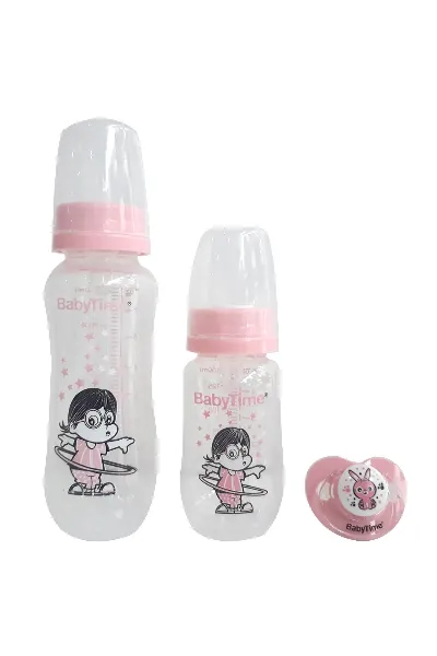 Babytime Pembe 3'lü Yenidoğan Biberon Seti