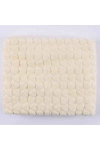 Sarı Kalp Kabartmalı Kalın Peluş Battaniye 100*120 cm
