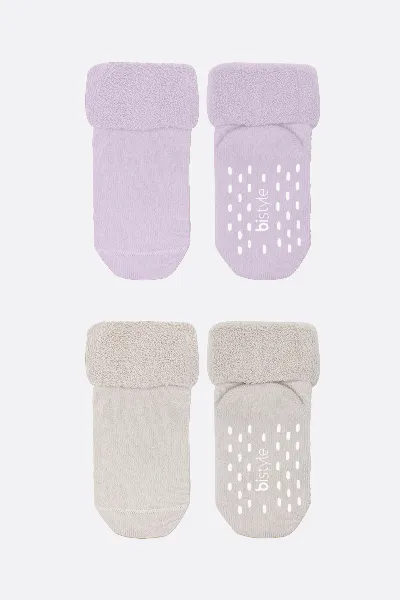 Bistyle 2li Havlu Soket Kaymaz Basic Girl 10507 Lila