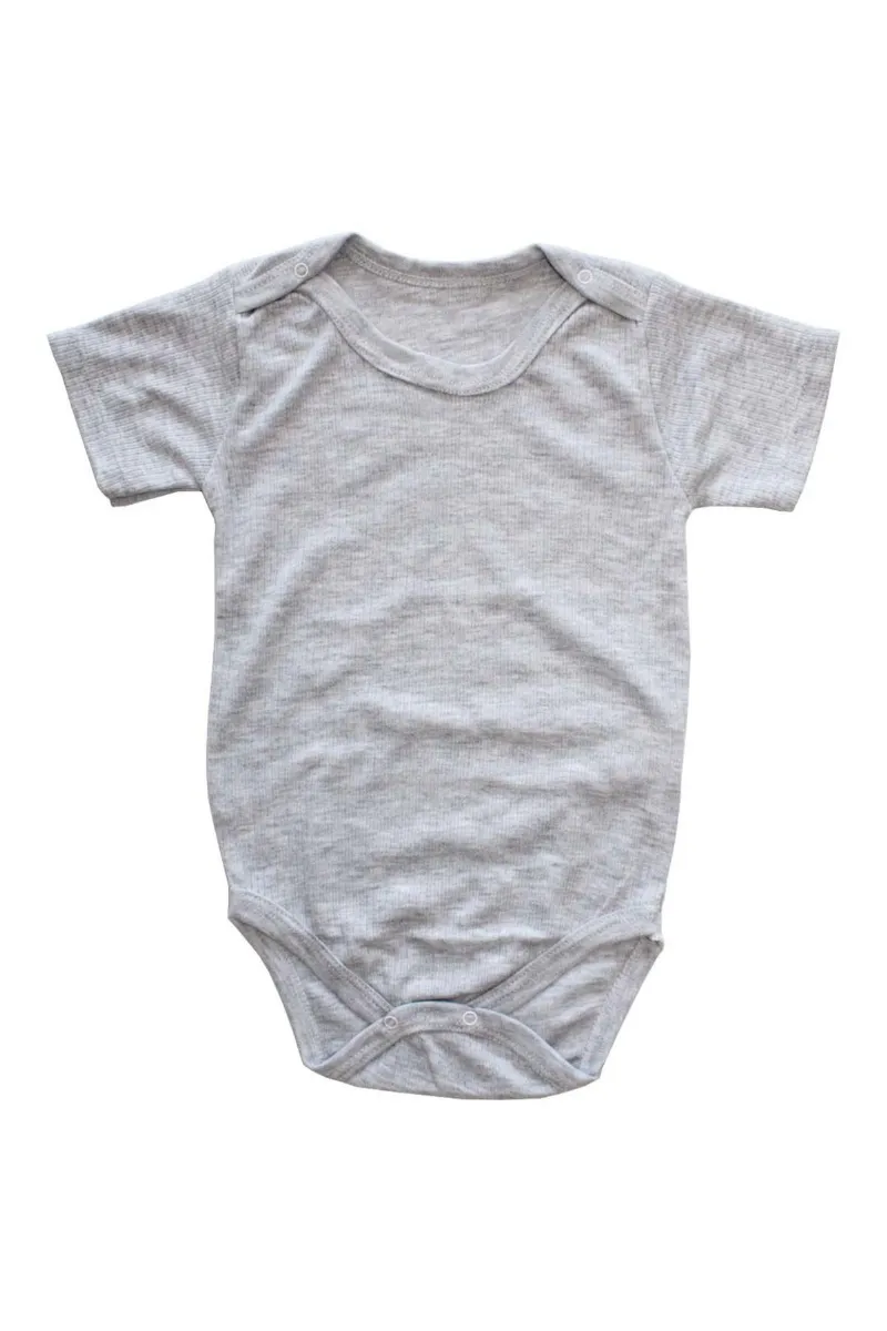 Gri Kaşkorse Kısa Kol Çıtçıtlı Body Zıbın
