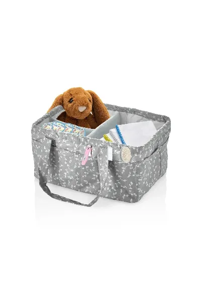 BabyJem Katlamalı Anne & Bebek Organizer 795 Gri Çiçek